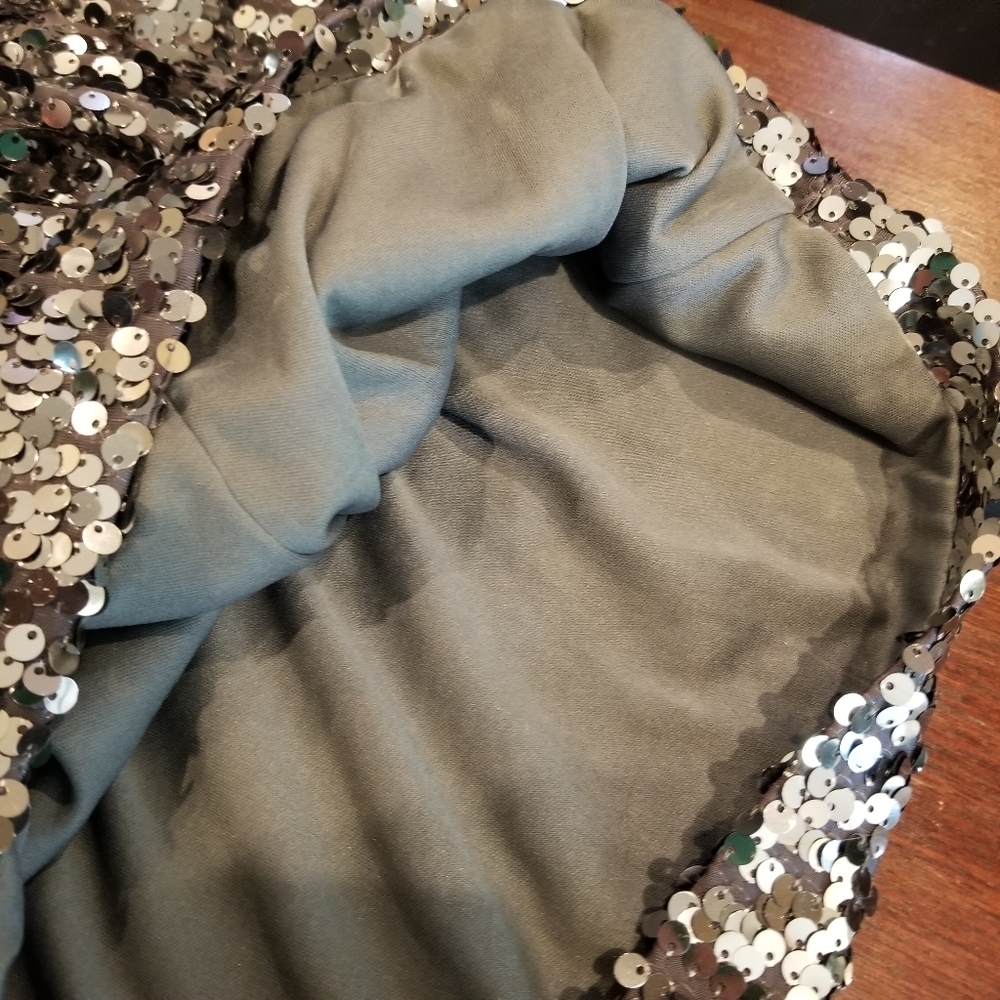 Fredericks of Hollywood Silver sequin criss cross back dress size Med - Picture 12 of 15